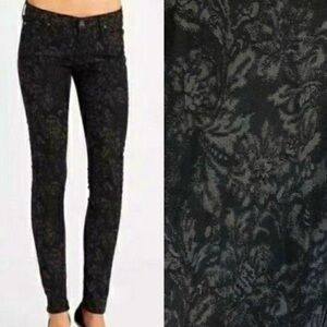 NWT 7 FOR ALL MANKIND 2nd Skin Legging Jean Black Floral, Size 30